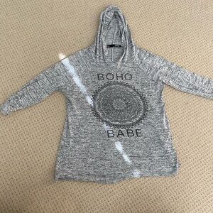 Rebel Sugar Woman’s Gray/Black Boho Babe Sweater Hoodie Size S